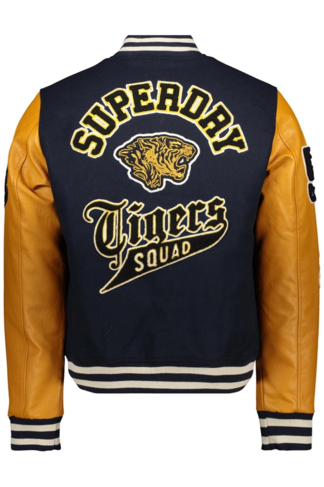 VINTAGE PATCHED VARSITY JKT M5012183A ECLIPSE NAVY/MUSTARD